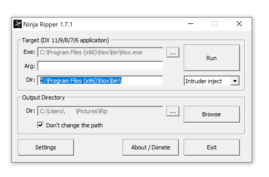 NinjaRipper
graphical user interface